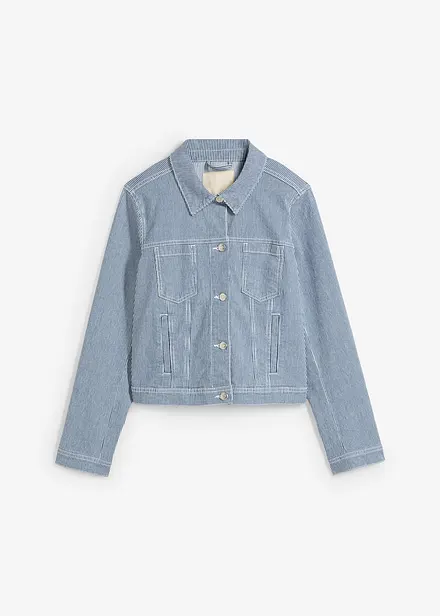 Jeansjakke med stripemønster, kortere modell