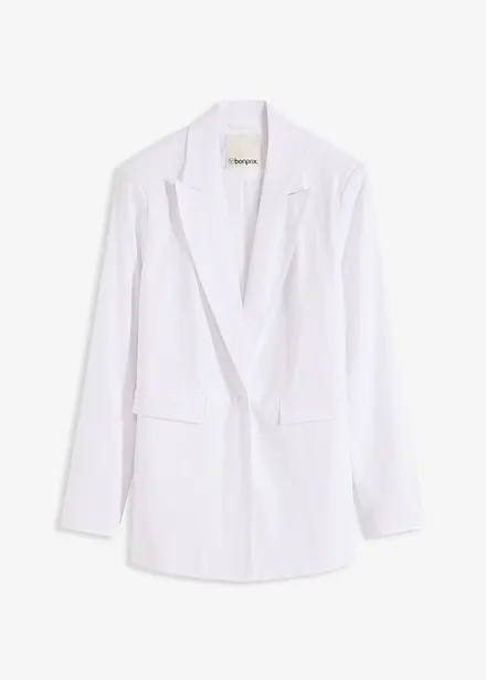 Ledig blazer med lin og bred krage med slag
