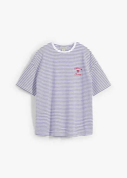 T-skjorte med stripemønster og broderi