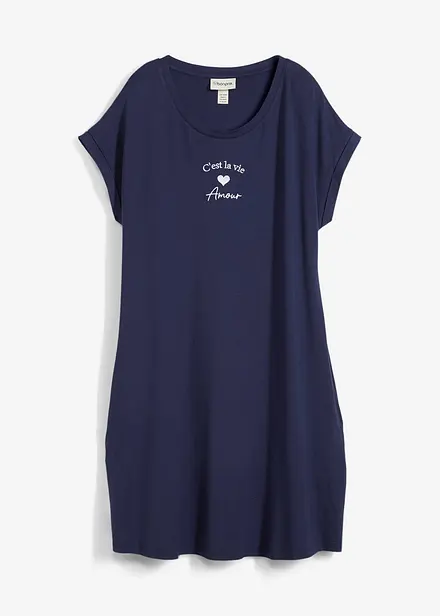 Jerseykjole med broderi i viskose-/ elastanmiks
