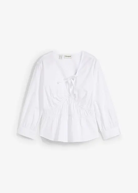 Bluse med rynking og elastiske sømmer