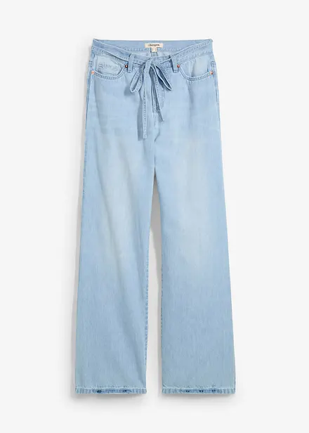 Wide Leg-jeans, Mid Waist, med belte