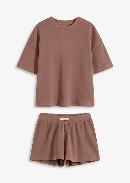 Loungewear-kosedress med shorts i vaflet jersey