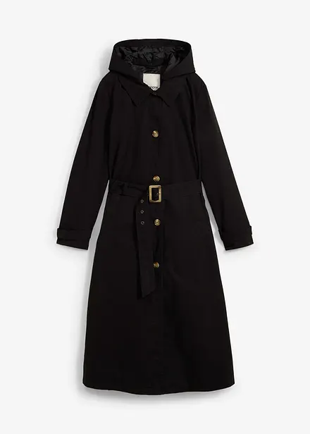 Trenchcoat med avtagbar hette