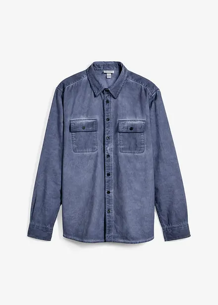 Langermet skjorte i 100% bomull i vasket look