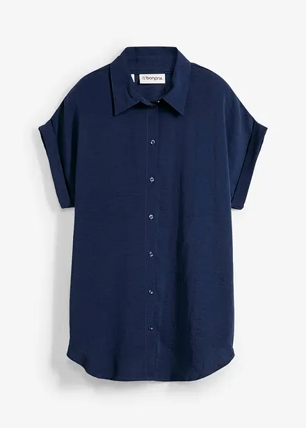 Bluse med korte ermer og resirkulert polyester