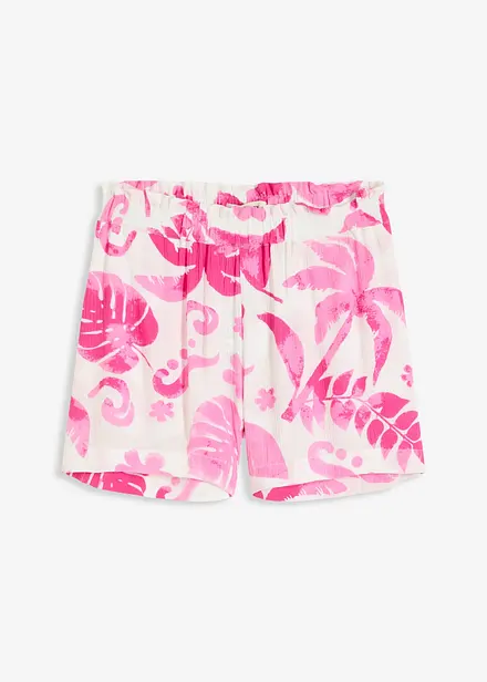 Shorts i strukturert viskose med blomstermønster
