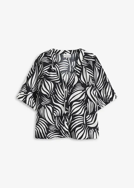 Kortermet bluse i lin-look