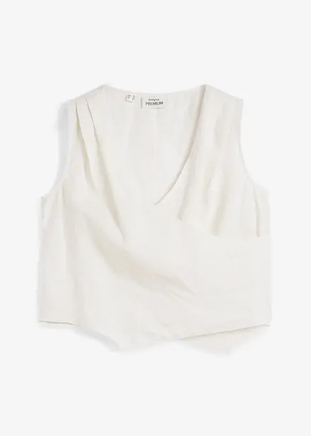 Blusetopp i 100% lin og omslagslook