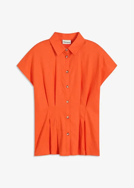 Kortermet bluse i luftig linmiks