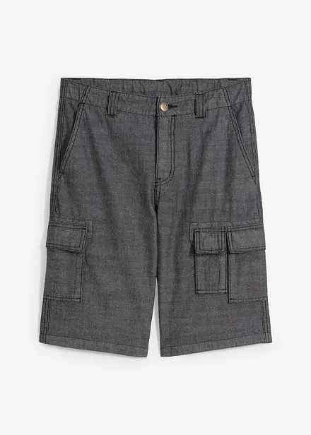 Lang cargoshorts i Chambray-materiale, Regular Fit