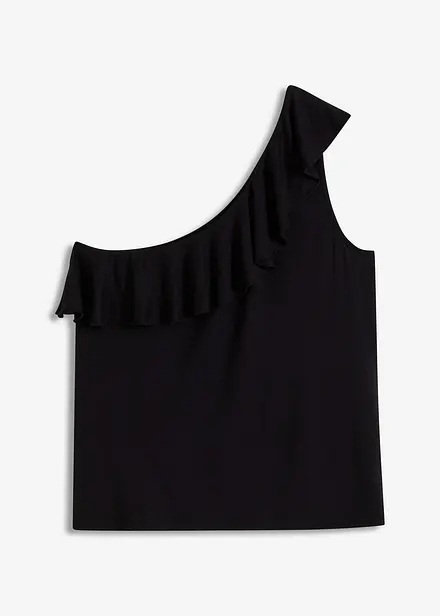One shoulder-topp i myk viskosemiks med volang