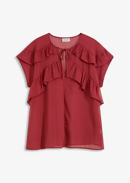 Chiffonbluse med volanger