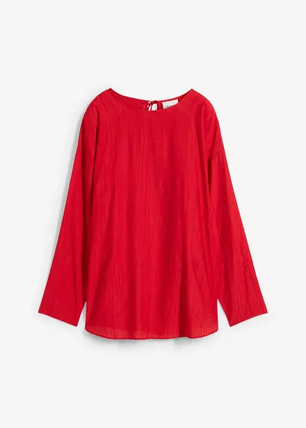 Oversized crinkle blusetunika i strukturert viskosemiks