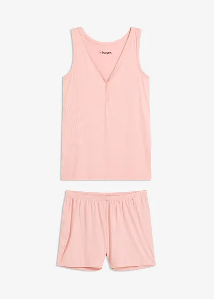 Shorty-pyjamas i mykt ribbet materiale