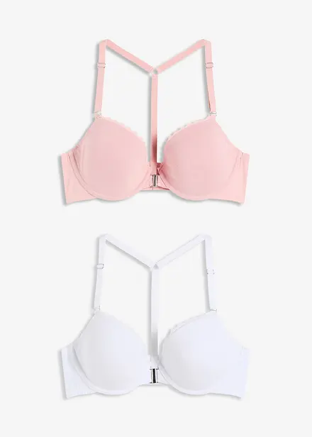 Vattert BH med spiler, bomull og lukning foran (2-pack)