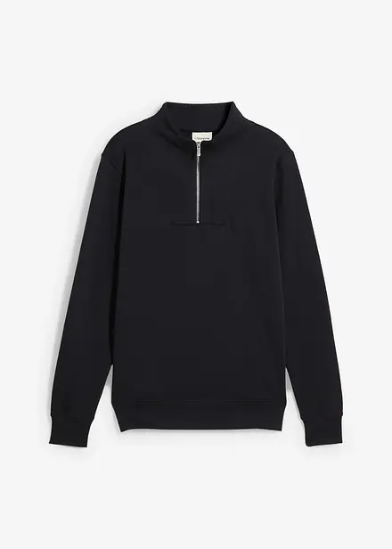 Sweatshirt i 100% økologisk bomull med kort glidelås