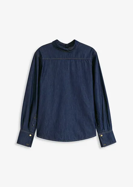 Denimbluse med brede mansjetter