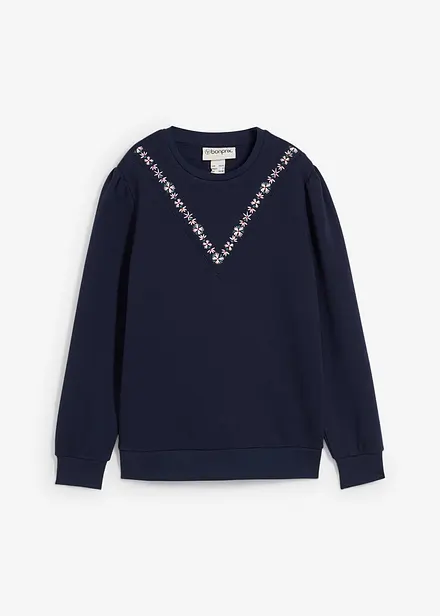 Sweatshirt i bomullsmiks med broderi