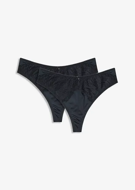 Stringtruse i materiale med glans og høy midje (2-pack)