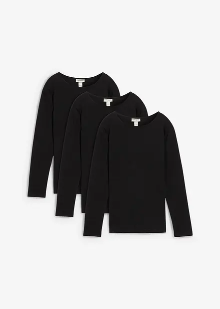 Langermet topp i 100% bomull (3-pack)