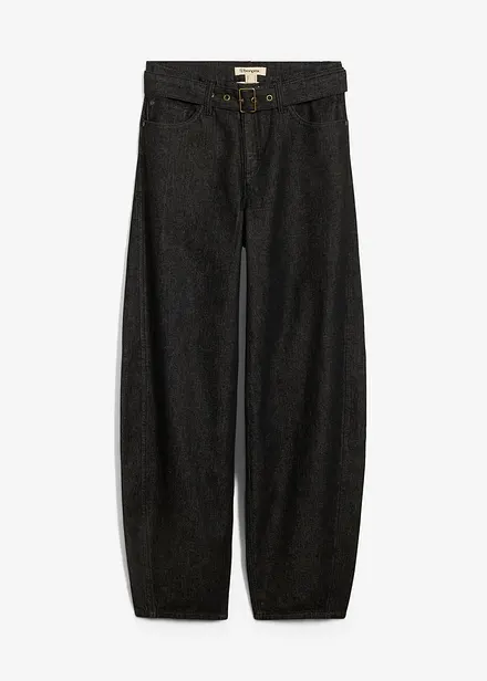 Barrel-jeans, Mid Waist med belte