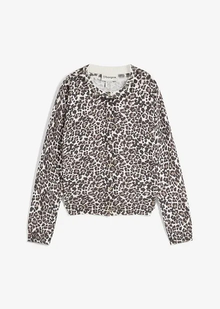 Kort cardigan i finstrikk