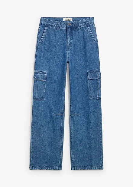 Loose Fit-cargojeans med regulerbar linning, Straight