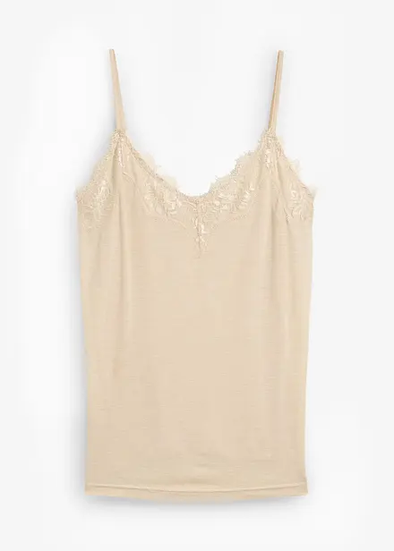 Singlet med ull og blonder