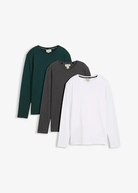 Langermet topp med økologisk bomull (3-pack)