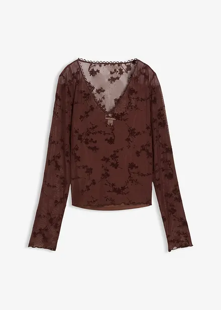 Langermet topp med flockprint