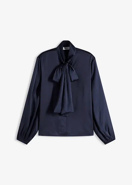 Bluse med sløyfe av lett sateng