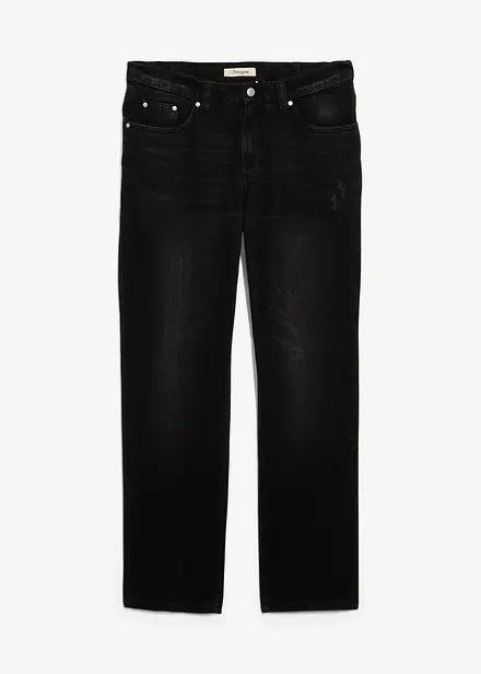 Regular Fit-jeans i 100% bomull med komfortlinning, Straight