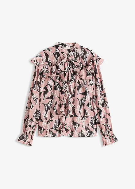 Chiffonbluse med volanger