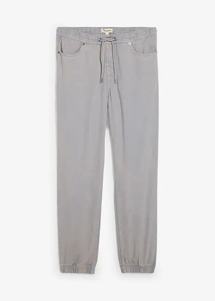 Relaxed Fit-pull on-bukse i 100% bomullstwill,  Tapered