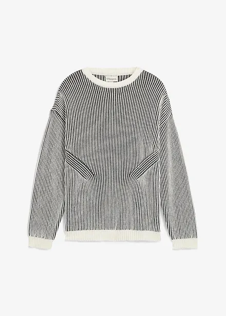 Ribbet genser av bomullsmiks, Loose Fit