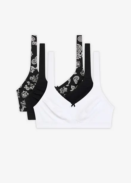 BH uten bøyle med økologisk bomull (3-pack)