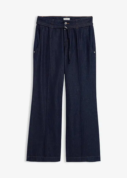 Wide Leg-jeans med belte Mid Waist