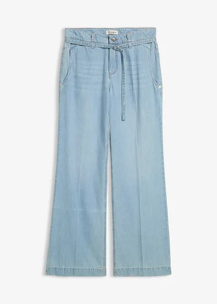 Wide Leg-jeans med belte Mid Waist