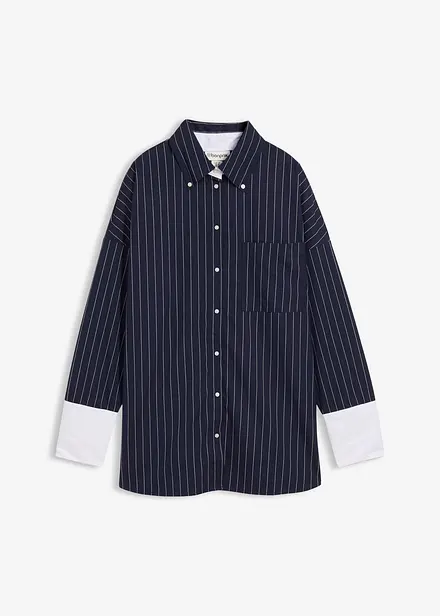 Skjorte i viskosemiks med pinstripes
