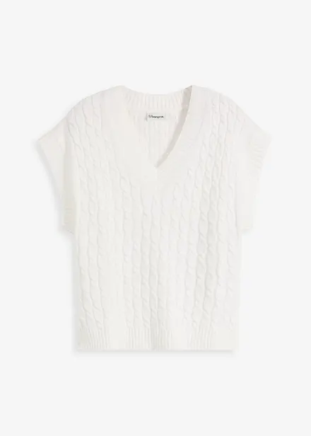 Strikket vest med flettemønster
