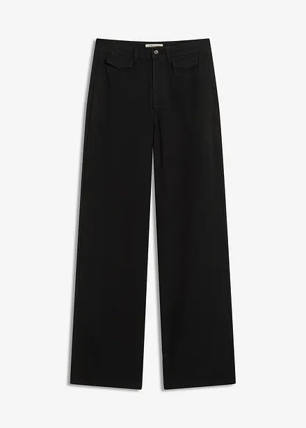 High Waist-twillbukse i 100% bomull