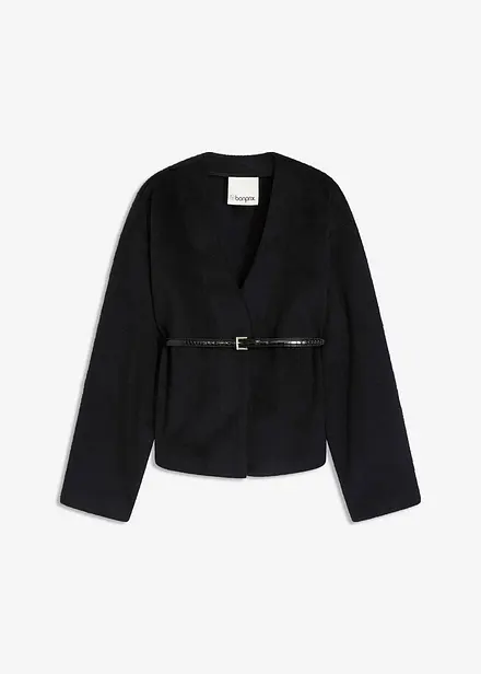 Oversized blazer i ullstil med belte, ufôret