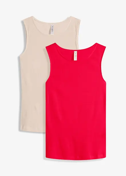 Ribbet topp i 100% økologisk bomull (2-pack)