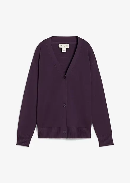 Cardigan i formstabil ribbestrikk