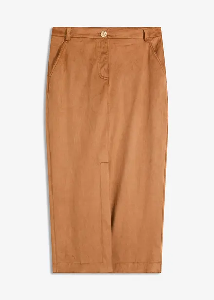 Blyantskjørt i imitert semsket skinn