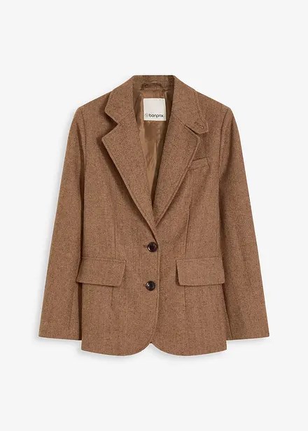 Blazer med fiskebeinsmønster og ullandel