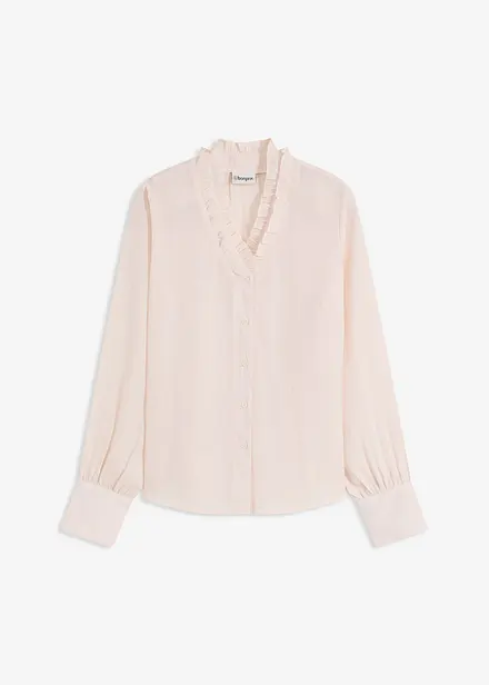 Chiffonbluse med rysjer