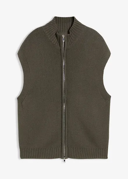 Strikket vest i bomullsmiks