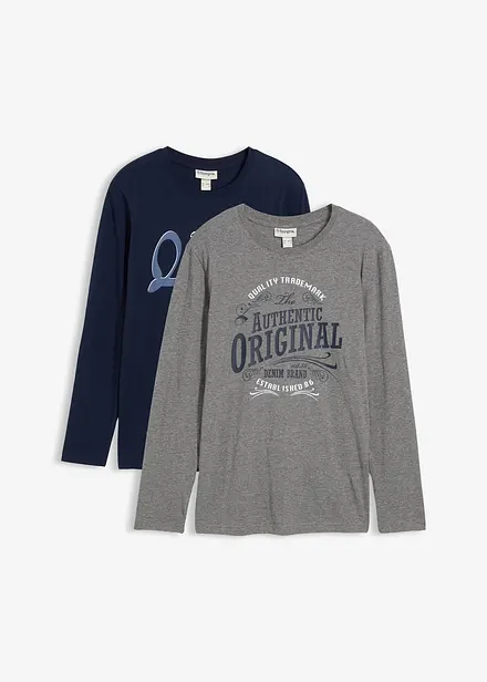 Langermet shirt i 100% økologisk bomull (2-pack)